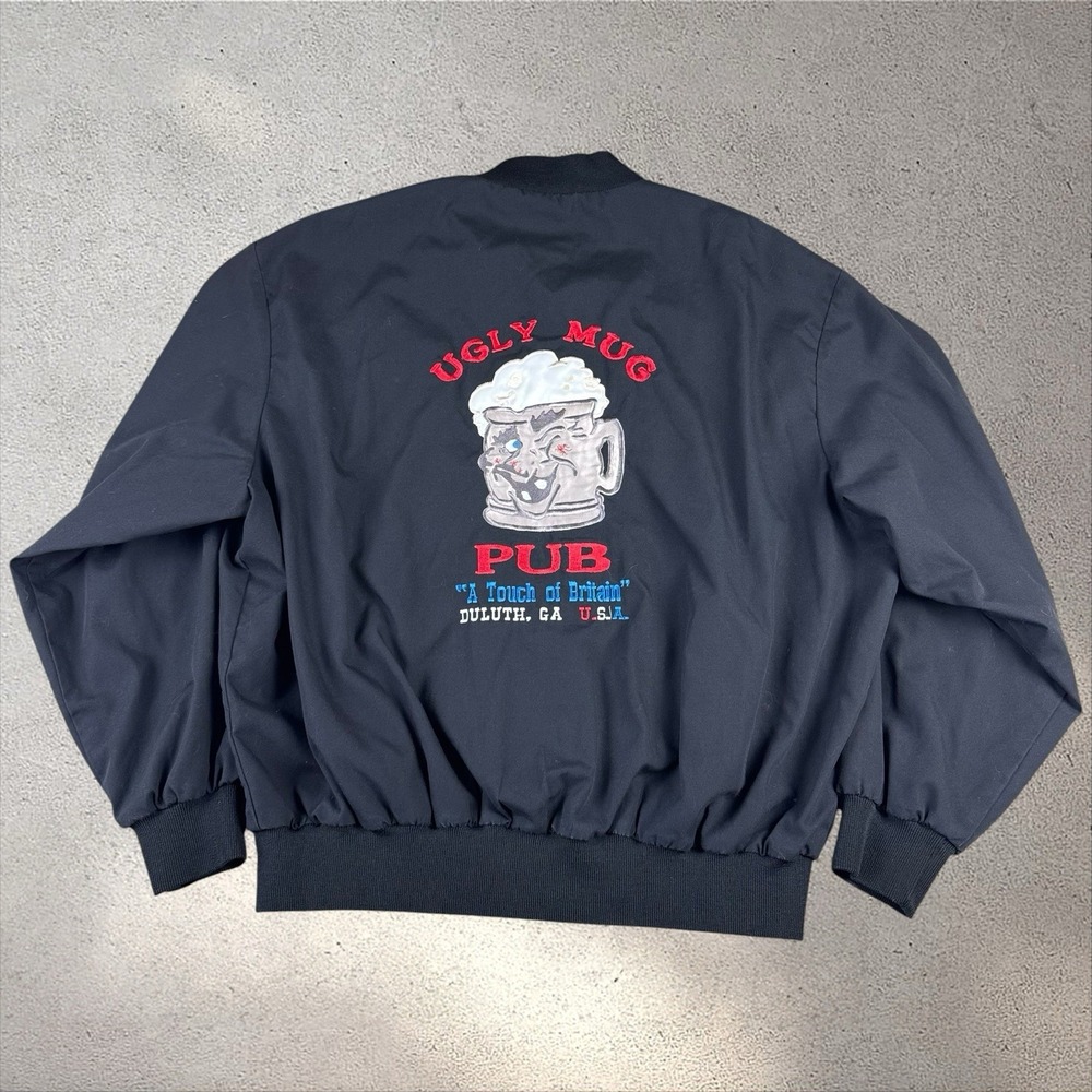 Vintage Bar/Beer Advertising Bomber Jacket Men's 2XL Ugly Mug Pub Darts USA